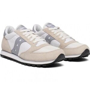 Saucony Women's Jazz Lowpro White Grey S1866-303 Suede Mesh Shoes Size 12